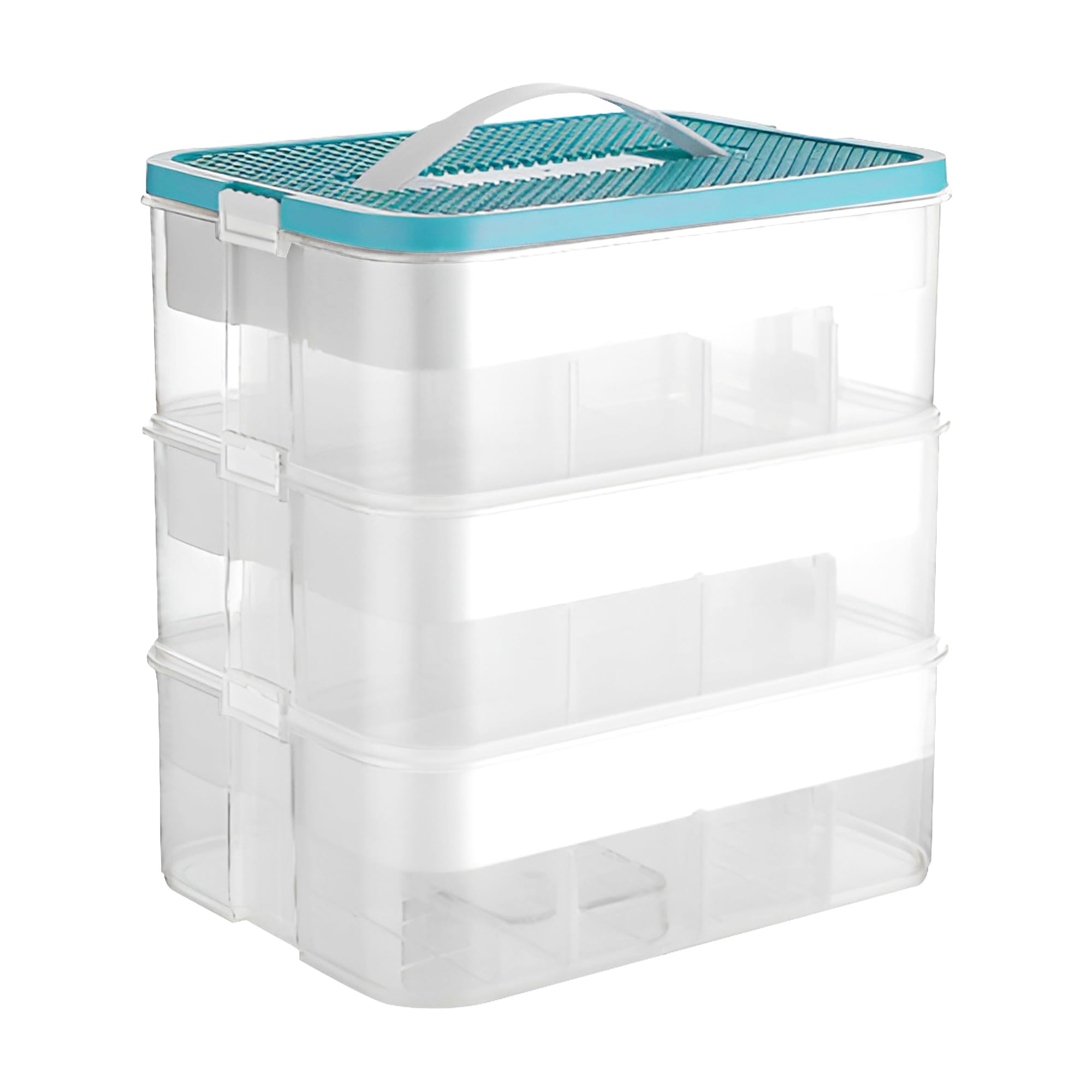 Photo 1 of 3 Layers Building Blocks Storage Plastic Storage Container Box Kid Organizer Bins with Compartments Stackable Storage Box with Lid Dividers for Bead Tool Sewing-Toy (Green)