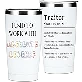 Retirement Gift for Woman, Funny Traitor Noun Insulated Tumbler, Farewell Gifts for Coworkers, 20 Oz Stainless Steel Coffee Mug, Going Away Gifts for Friend, Thermal Cup Thermos Water Glasses