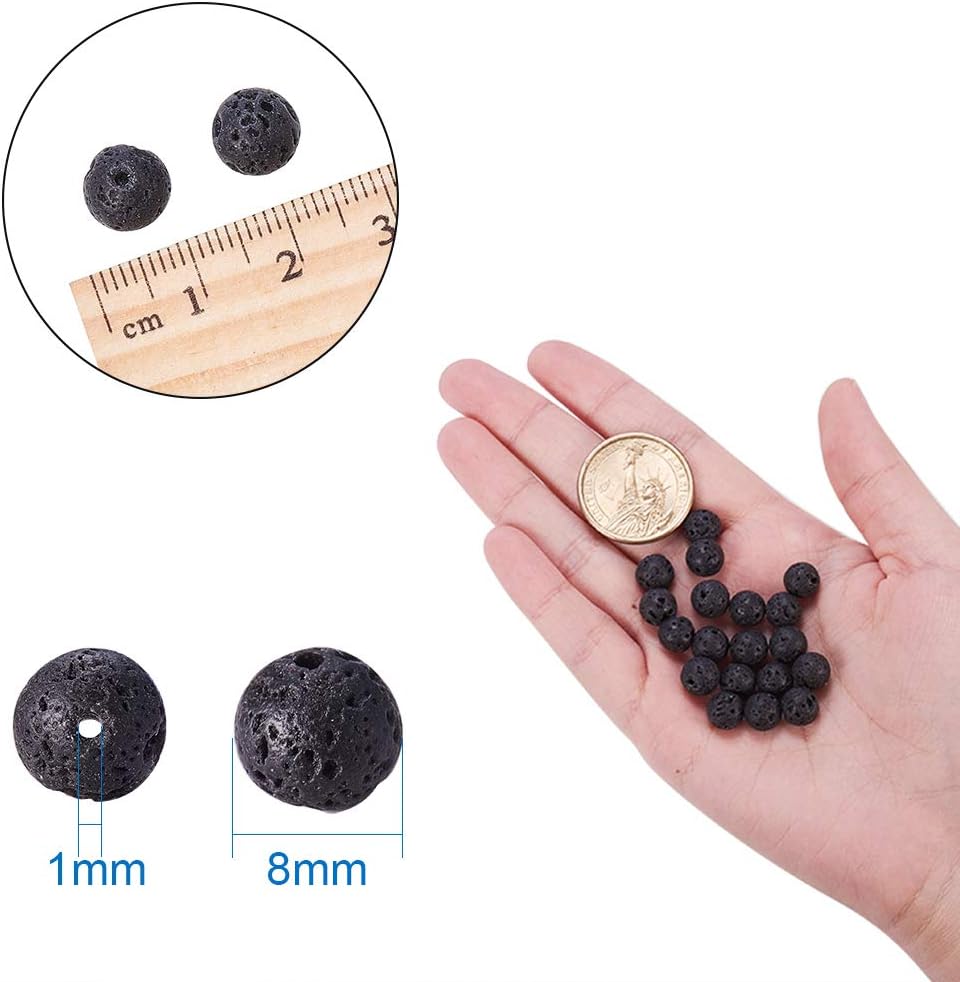 NBEADS 1 Box 180 Pcs 8mm Natural Black Lava Beads Gemstone Round Loose Beads Energy Stone Healing Power Jewelry Making - Image 3