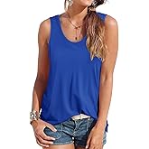 Smile Fish Women Scoop Neck Flowy Loose Fit Tank Top Sleeveless Summer Tops Shirts
