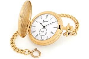 Speidel Gold-Tone Pocket Watch with White Dial and 14" Chain