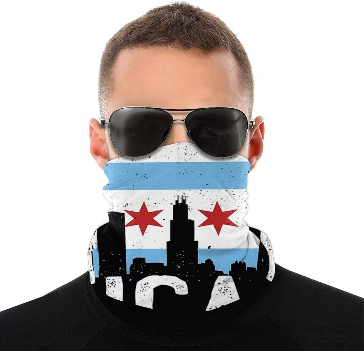 MADISON GRIFFITHS Bandana Face Mask Chicago-City-Flag Dustproof Windproof Variety Head Scarf Balaclava For Women Men