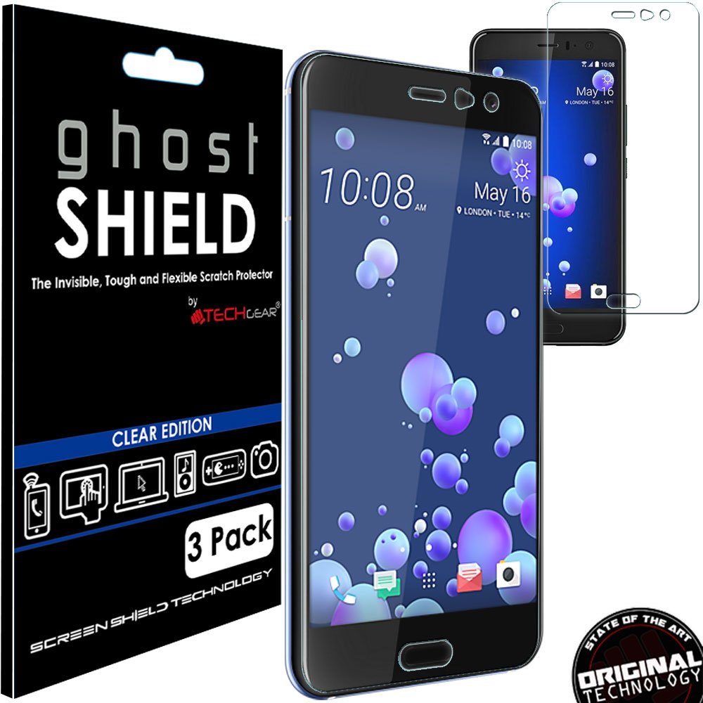 TECHGEAR[3 Pack] Screen Protectors to fit HTC U11 [ghostSHIELD Edition] Genuine Reinforced Flexible TPU Screen Protector Guard Covers with Full Screen Coverage inc Curved Screen