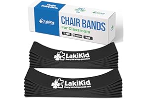 Fidget Bands for Classroom Chairs: LakiKid Flexible Seating Classroom Furniture - Perfect Chair Bands for Kids with Fidgety Feet, Alternative Seating for Students (Black 12-Pack)