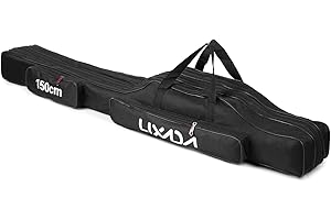 Lixada 3 Layers Fishing Pole Bag Portable Folding Rod Carry Case Fishing Reel Tackle Storage Bag Case Storage Bag Organizer