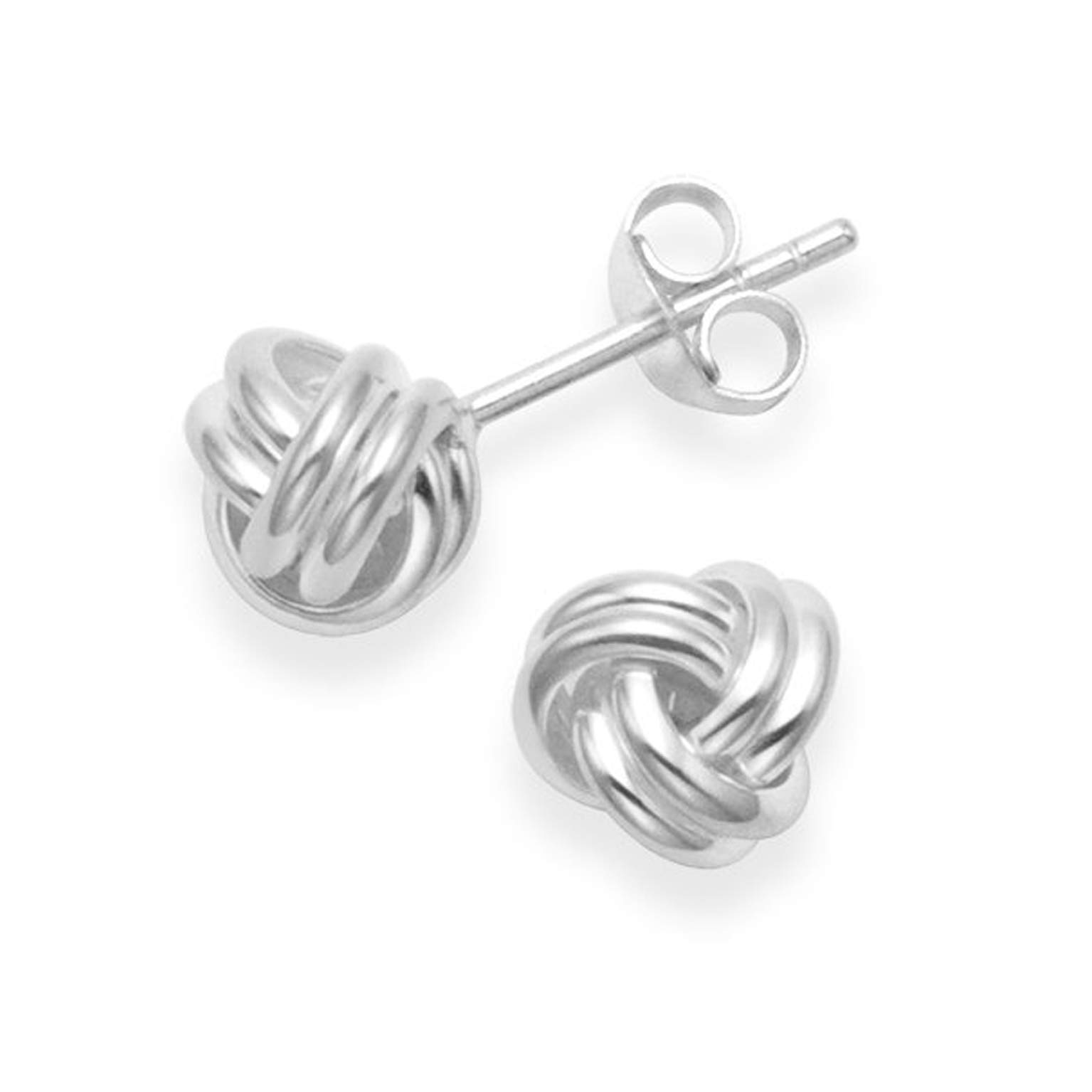 Sterling Silver Wool Knot Earrings - SIZE: 6mm. Gift Boxed silver wool Knot Stud Earrings. 5198 — image 1