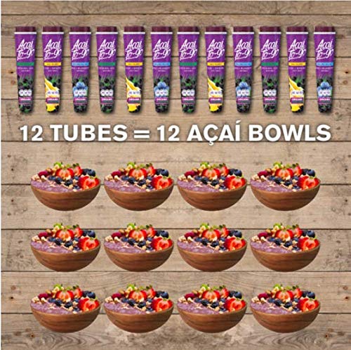 Acai To-Go Berry Puree Tubes by GlacierBox - Organic, Dairy Free Frozen Sorbet, 12 Count