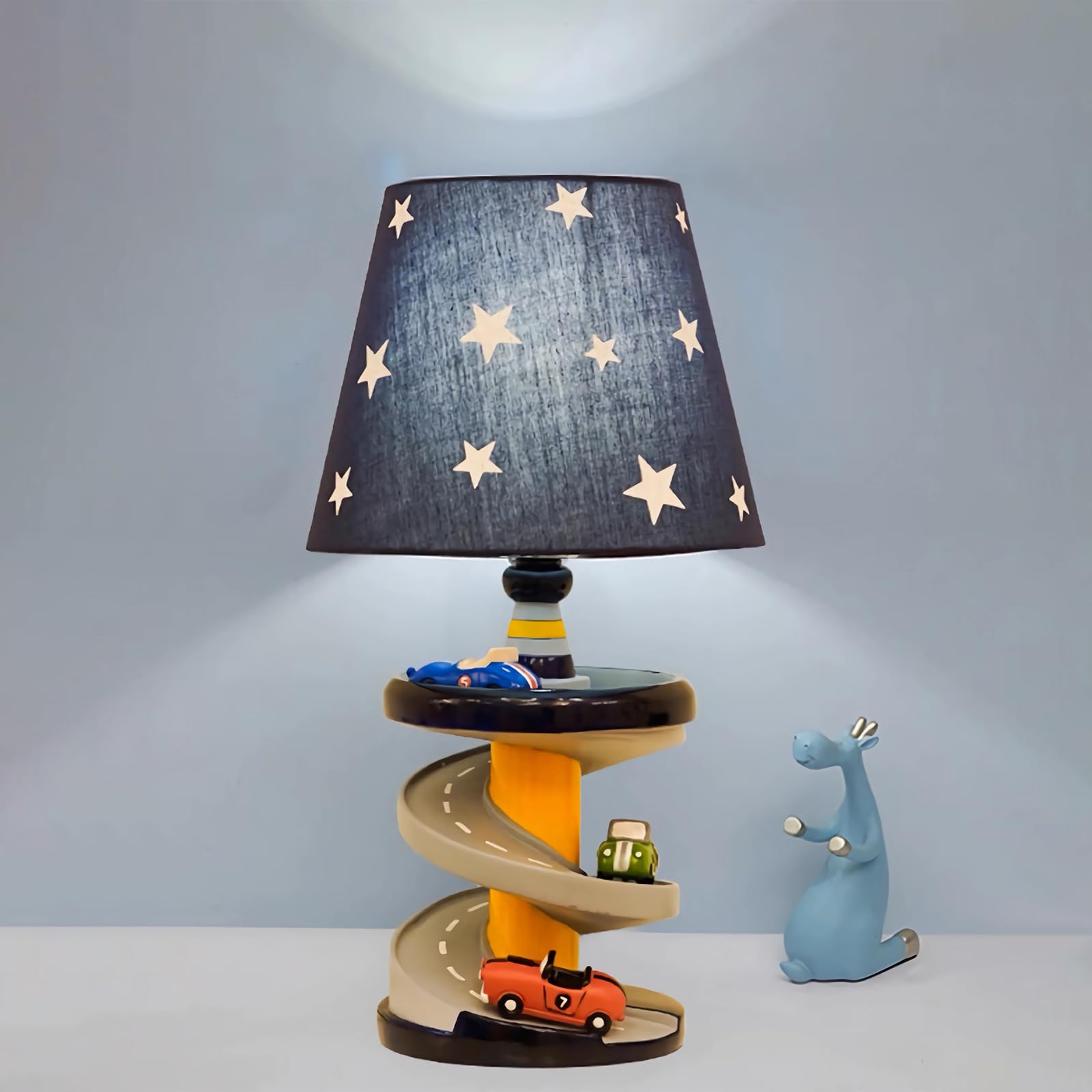 Photo 1 of HERBESTBAY Table Lamp, Adorable 14 Inch Racing Road Style Kids Desk Lamp, Car Bedside Lamp Ideal for Children's Bedroom Decor, Includes LED Bulb, speed track, HB-LFL905
