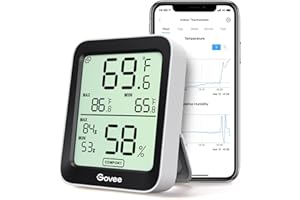 Govee Hygrometer Thermometer H5075, Bluetooth Indoor Room Temperature Monitor Greenhouse Thermometer with Remote App Control,