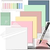 Transparent Sticky Notes 3x3 (with Sticky Tabs & Marker Pen), MEIGAONE 9 Pack Clear Sticky NoteSuper Strong Adhesion, Waterproof Translucent Sticky Note for Study, Book,Office,School Supplies