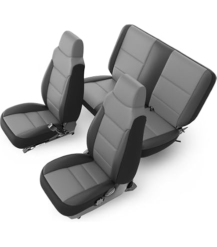 US Auto Seat Cover Inc Front Driver Bottom Seat Cover For 2008-2010 Jeep Wrangler - Gray Synthetic Leather (OEM Match)
