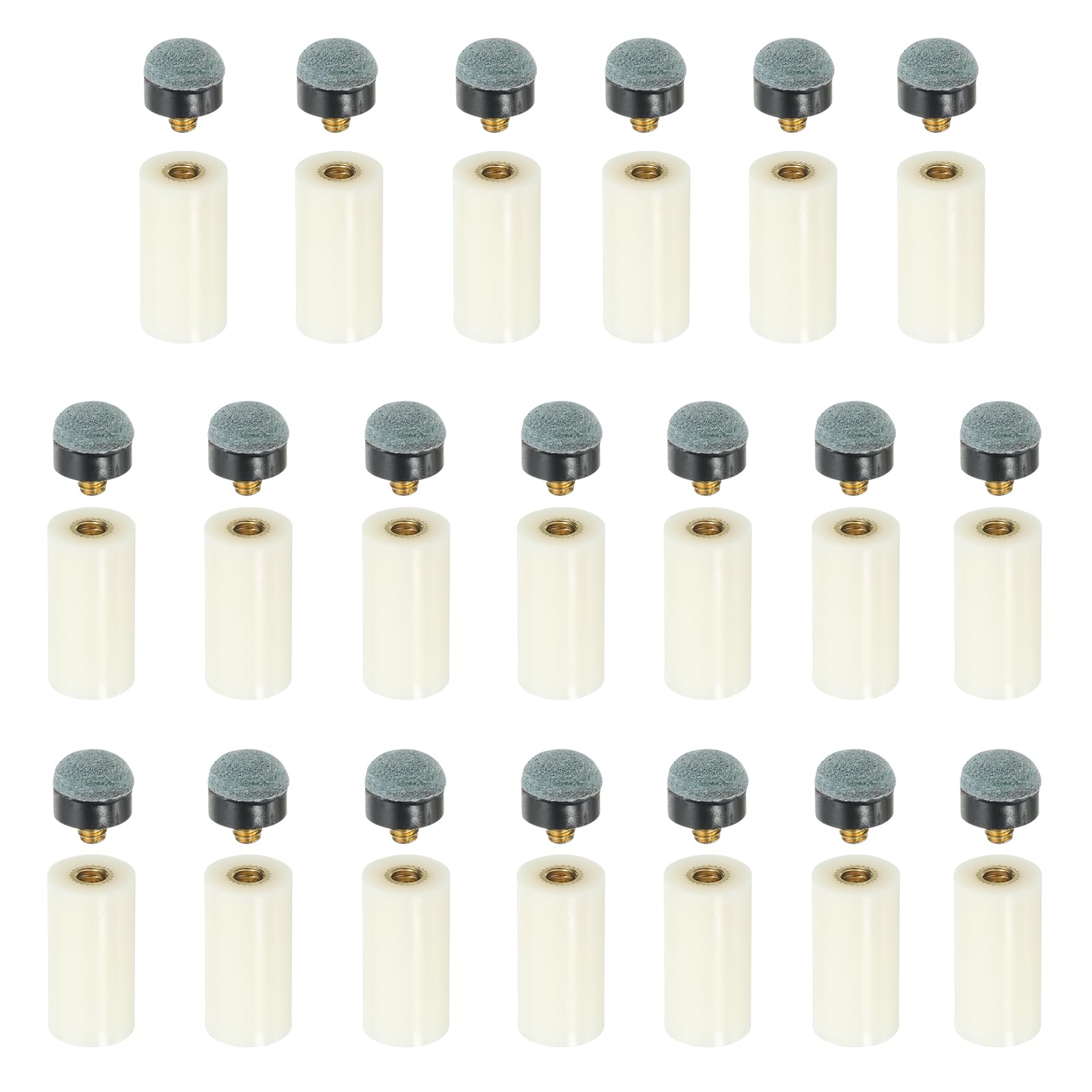PATIKIL 12mm Dia Screw-on Pool Cue Tips, 20 Set Snooker Billiard Cue Stick Tips Replacement with Pool Cue Ferrules, Grey