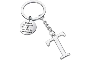 FUSTMW Initial Keychain Alphabet Initial Letter Key Ring Pendant Inspiration Gifts