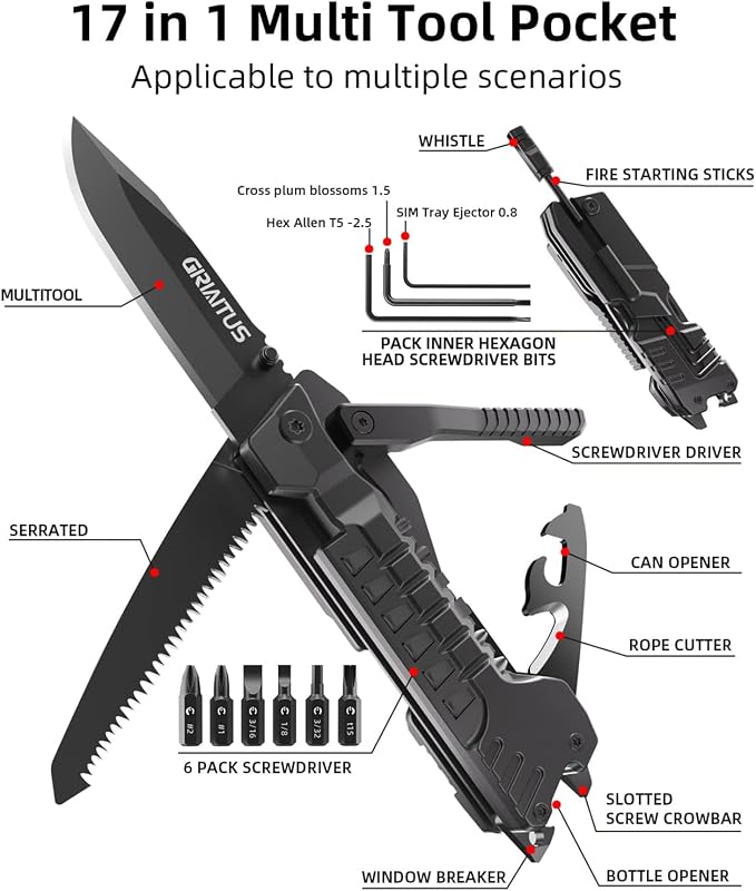 Navaja Multiusos 17en1 Herramientas Multiusos Cuchillo con Palillos