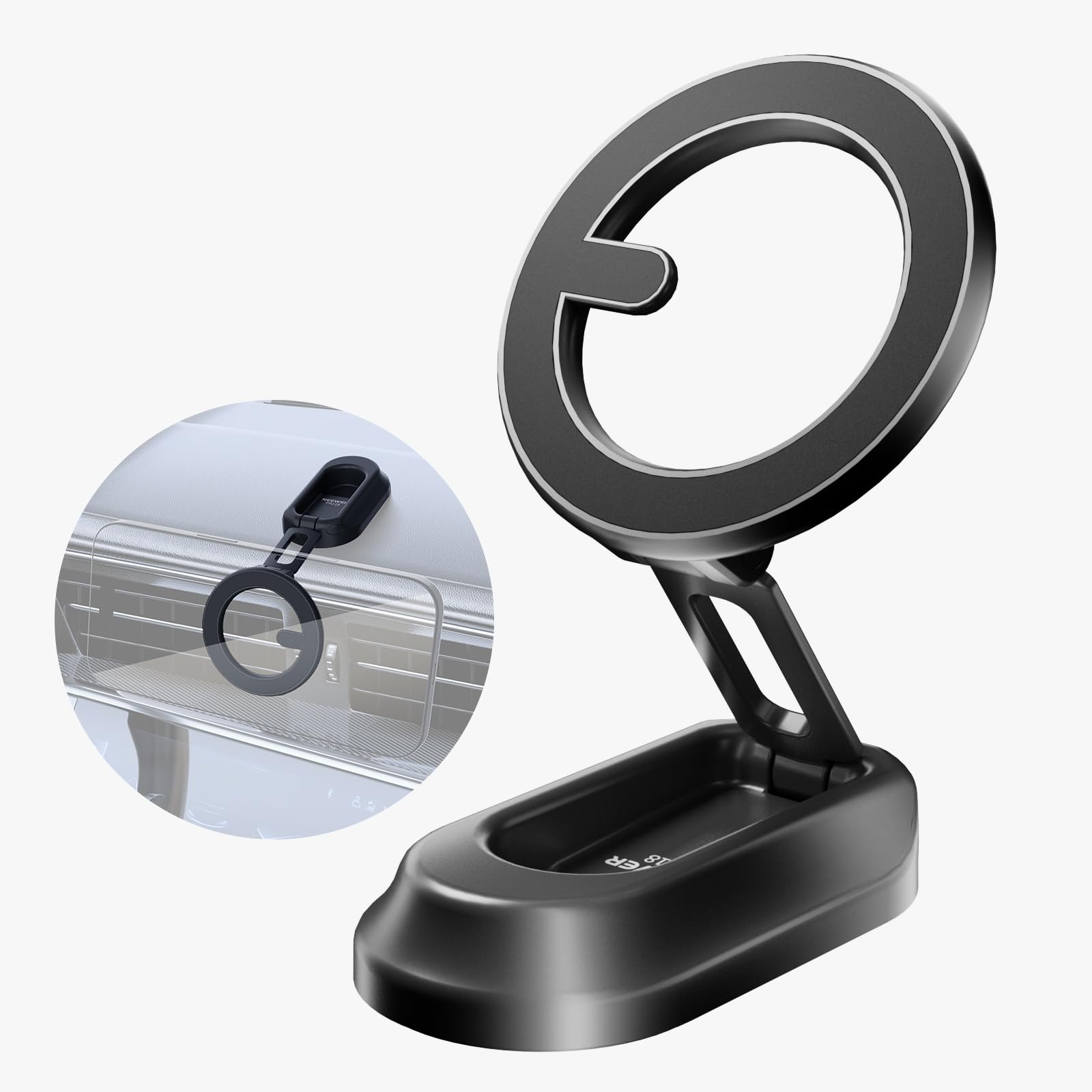 NEEWER Magnetic Phone Holder for Car, Dual Sided Magnet Cell Phone Mount Compatible with MagSafe iPhone, Car Stand Accessories for Dash Windshield Navigation Glass Gym Video Recording, PA118