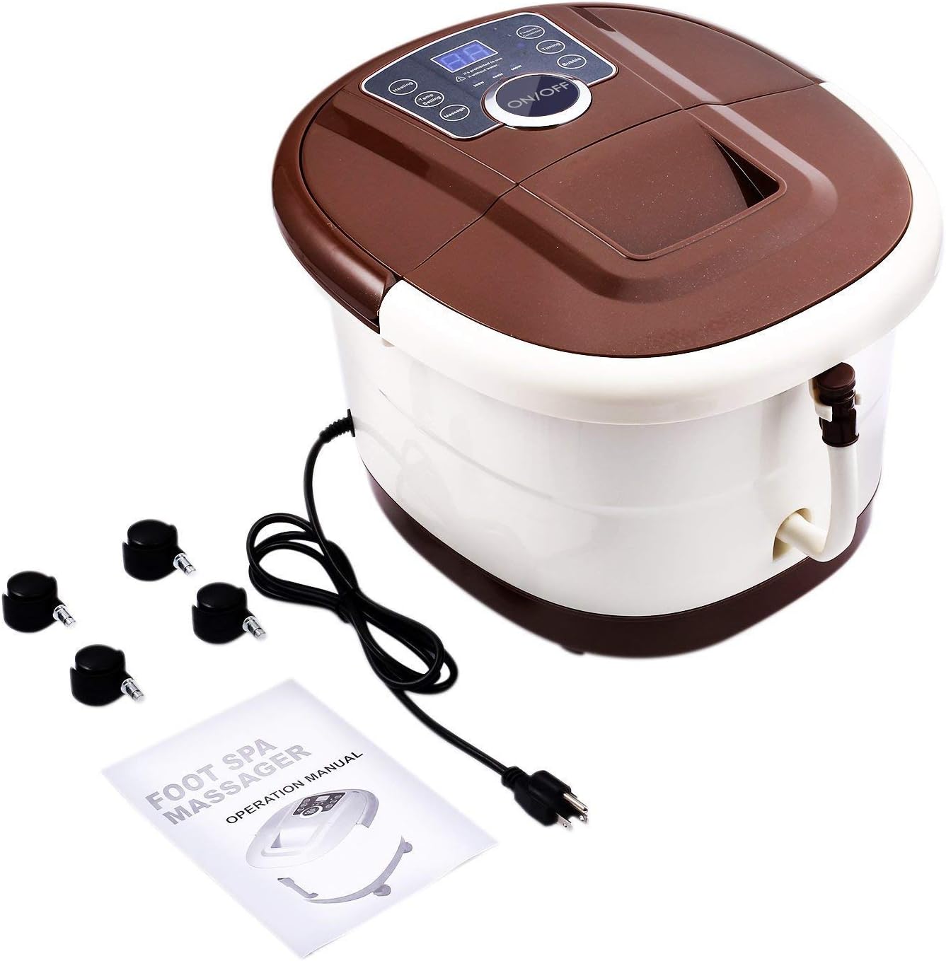 ACEVIVI Foot Spa Bath Motorized Massager with Heat, Frequency Conversion, Red Light Rolling Massage, Adjustable Time & Temperature, Water Spray Bubble: Health & Personal Care