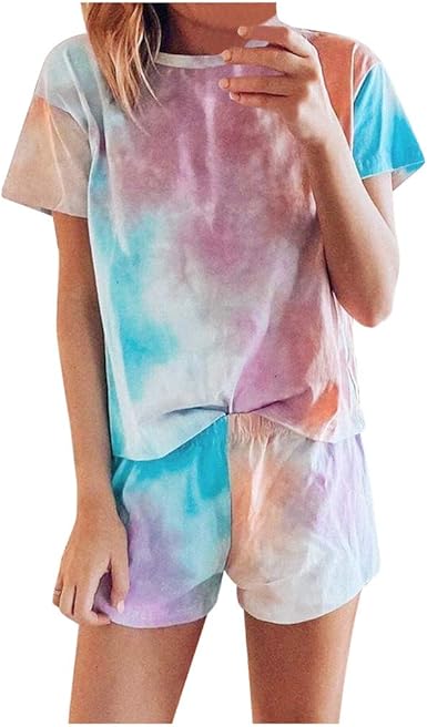 tie dye pajama short set