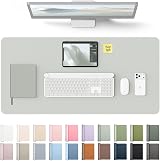 YSAGi Leather Desk Mat Large 80x40 cm Non-Slip Waterproof Light Grey view 1