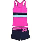 Uhnice Girls Swimsuit Two Piece Tankini Swimwear with Boyshort