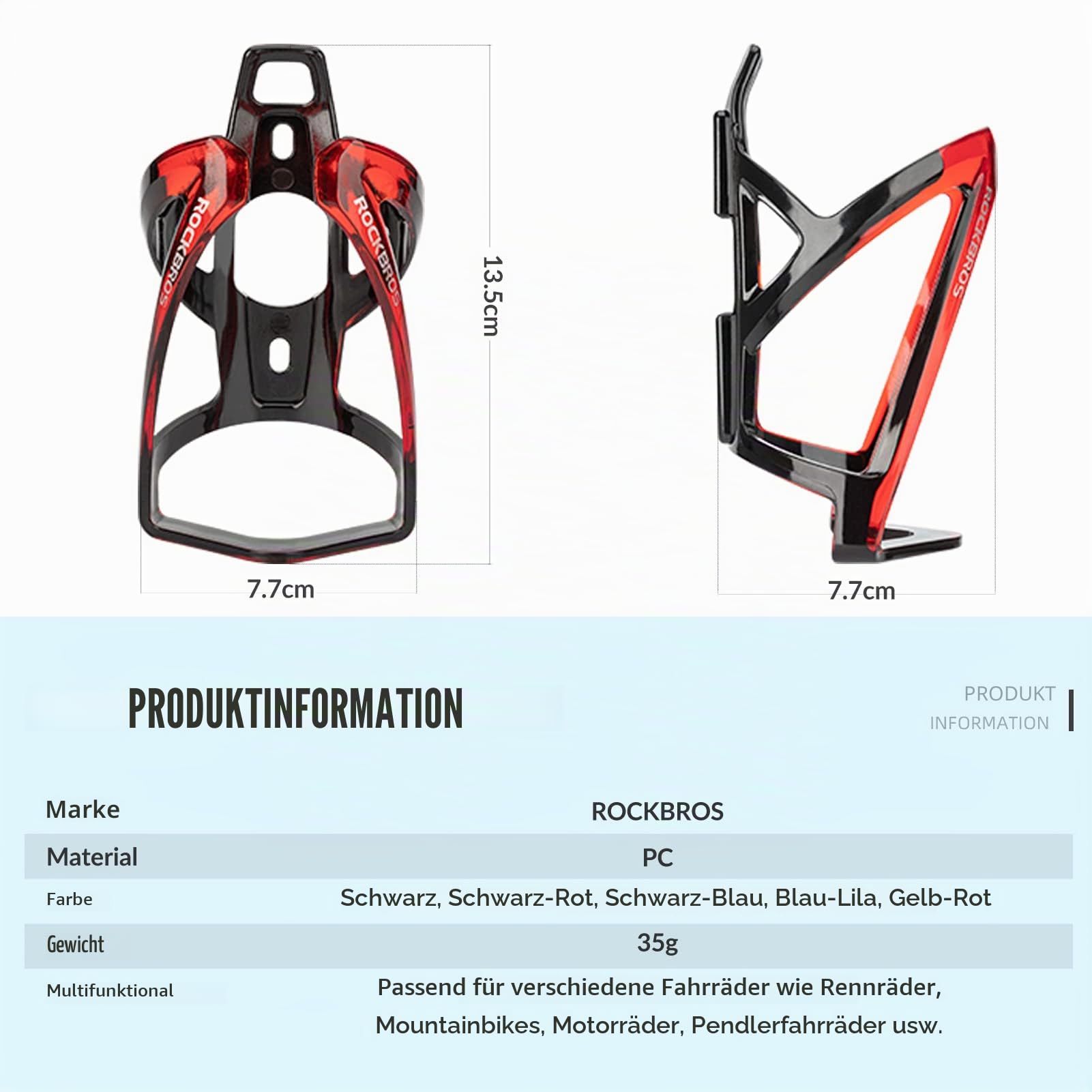 ROCKBROS Flaschenhalter Fahrrad Getränkehalter 35g Leichtgewicht 2