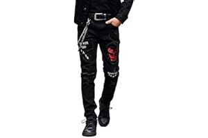 HUNGSON Boy's Skinny Fit Ripped Destroyed Distressed Stretch Slim Jeans Pants