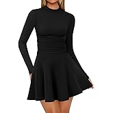 OFEEFAN Long Sleeve Dress Fall Homecoming Formal Party Club Mini Dresses Date Outfits