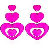 QUSIJIA Fashionable Double Heart Dangle Earrings for Women Statement Cherry Love Drop Earrings Jewelry as Valentine's Gifts