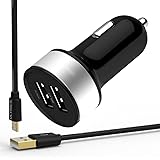 ULTRICS&reg; Dual USB Car Charger With USB MICRO Cable, Electric Cigarette In Car Charger for iPhone 5 / 5S / 6 / 6S / 7 Plus and Samsung Galaxy S8 Edge Plus Note 5 4 S5 Tab S, LG G4, HTC One M9, Nexus 5X 6P 5, iPads Portable (Comes with two free cables)