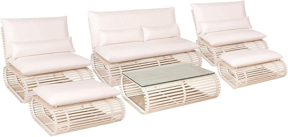 Amazon Com Stori Modern Novel 6 Piece Woven Outdoor Seating Set