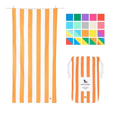 Dock Bay Sand Free Beach Towel Microfibre Ipanema Orange Large 160x80cm 63x31 Fast Drying Camping Towel For Sports Pool Bath Towel