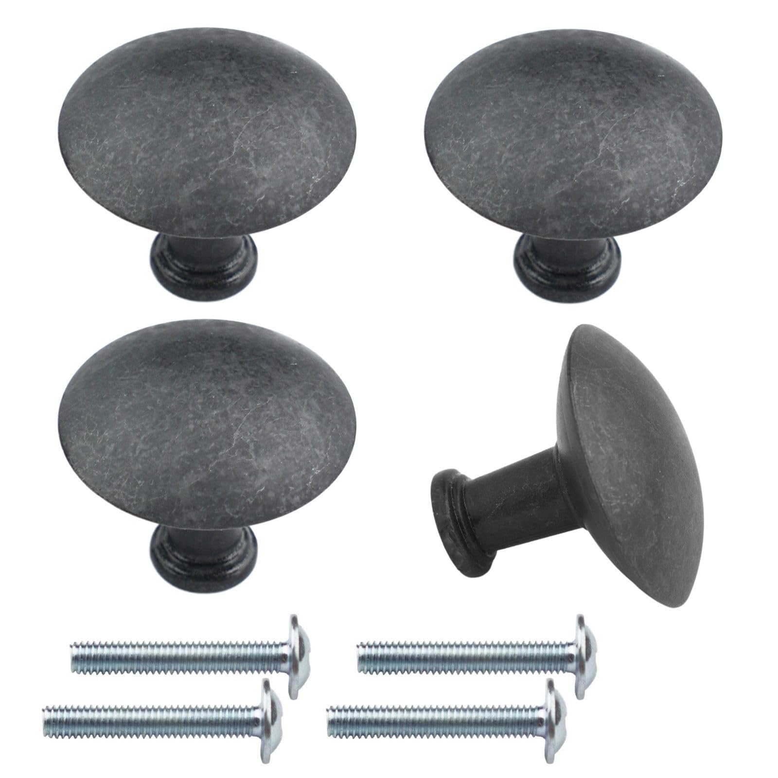 HEMNES Knobs Compatible as Replacement Part for IKEA Furniture Door Handles Anthracite ⌀32mm (Pack of 4)