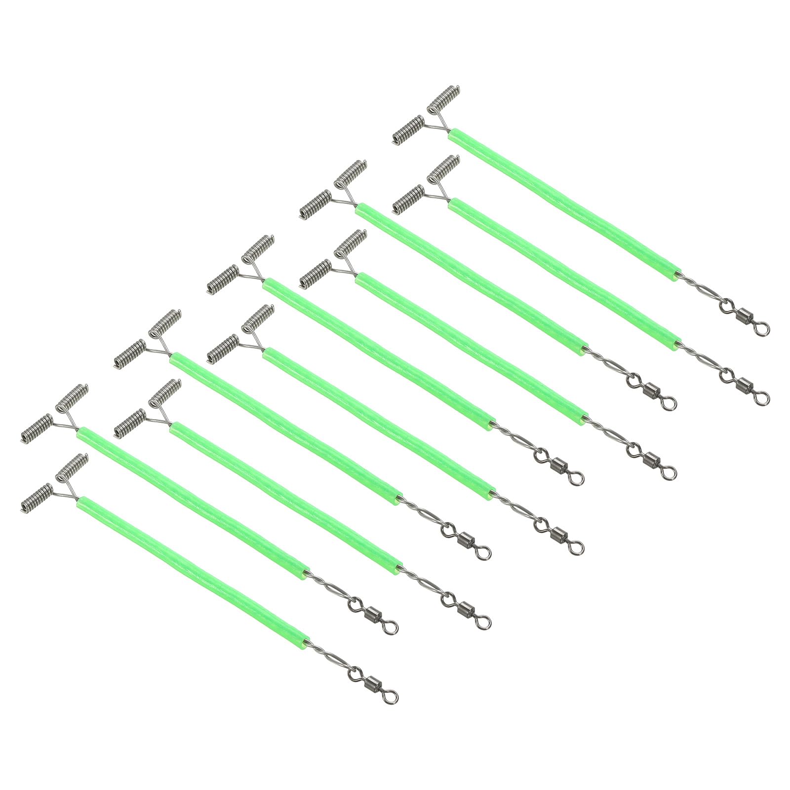 PATIKIL 4.1" Fishing Lure Line Wire Leader Trace, 50 Pcs Luminous Tube Fishing Rigs 3-Way Arm Fishing Line Connector for Fishing Rigs Extension, Green