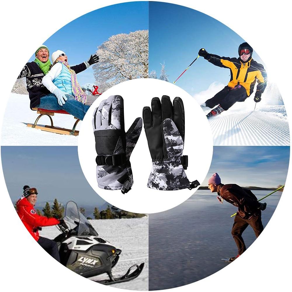 Ski Gloves, Warmest Waterproof and Breathable Snow Gloves for Mens, Womens, Ladies and Kids Skiing, for Parent Child Outdoor : Clothing