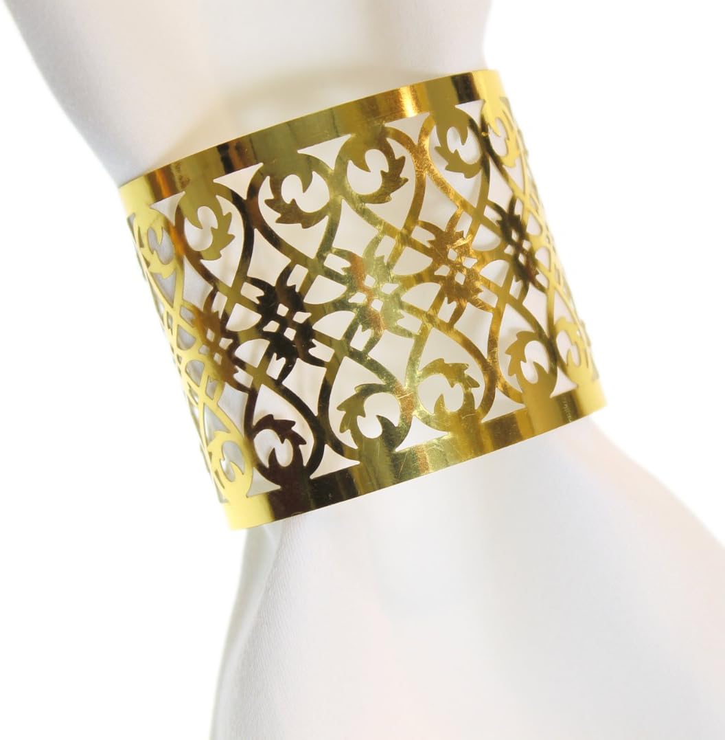 CB Accessories Premium Napkin Rings Set of 24 Laser Cut Foil Paper for Table Decoration, Dinner Parties, Weddings, Special Events and Catering Services (Gold, 24 Pieces)