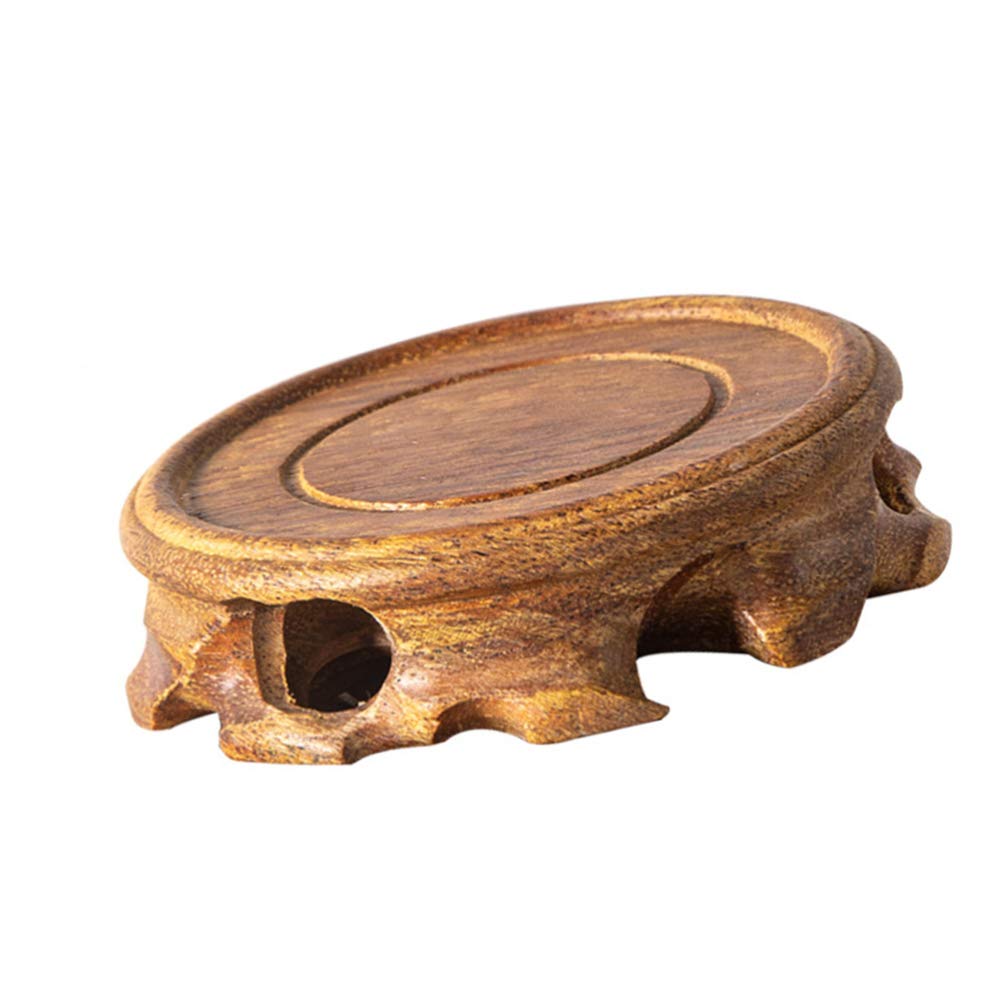 WINOMO Vintage Circular Wooden Vase Aquarium Table Lamp Teapot Base Pot Wooden Stand Display Holder
