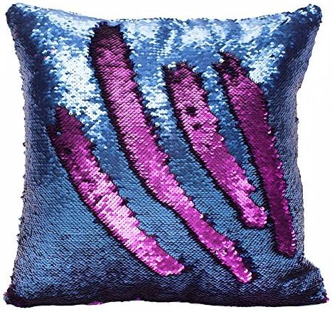 Hihoddy 40 x 40 cm Sequin Pillow Reversible Sequins Mermaid Pillowcase Personalised Sequin Cushion Cover Purple and Blue Insert not Included 16 x 16 inch