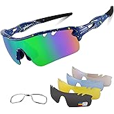BangLong Polarized Sports Sunglasses Cycling Sun Glasses for Men Women with 5 Interchangeable Lenes for Running Driving