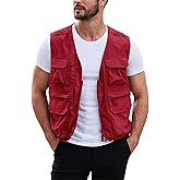 Gihuo Men's Utility Fishing Vest Lightweight Outdoor Work Safari Travel Cargo Vest with Multi-Pockets