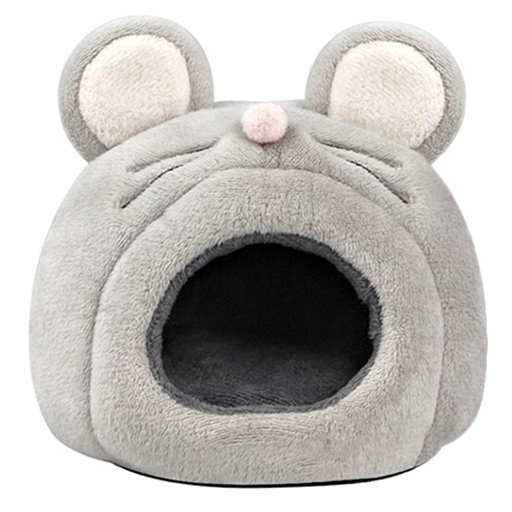 POPETPOP Guinea Pig Bed Hamster House- Pet Warm Nest, Rabbit Cave, Hamster Plush Bed, Winter Soft Warm Bed House Cage Nest, Grey