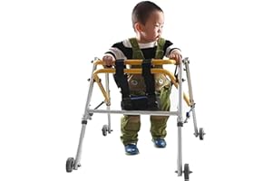 Lightweight Folding Four Wheel Rollator Walker,Aluminum Alloy Height Adjustable Cerebral Palsy Walker Child with Padded Seat,