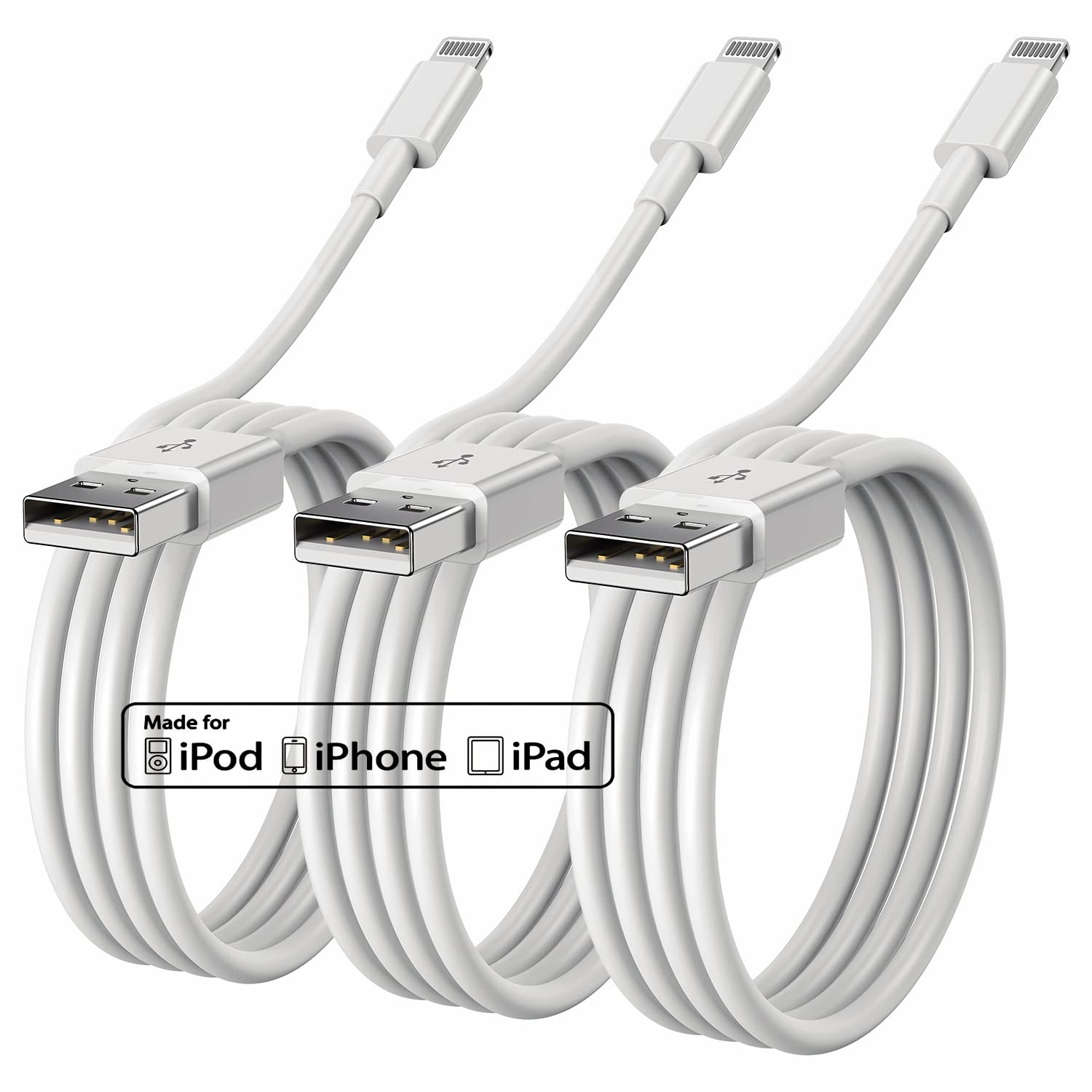 iPhone Charger Cable 1M, 3Pack Apple MFi Certified iphone Lightning to USB Cable 1Meter, Fast Charging Wire Apple Lead for iPhone 14 Pro Max/13/12/11 Pro/11/XS MAX/XR/8/7/6s/6/5S/SE iPad Original(3ft)