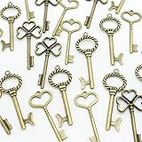 PeaceJoy Mixed Set of Large Skeleton Keys in Antique Bronze, Set of 30 Keys