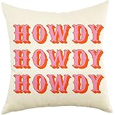 Ogiselestyle Farmhouse Pillow Covers with Howdy Howdy Quote 18" x 18" Farmhouse Rustic Cushion Covers with Saying Housewarming Gifts Family Room Décor