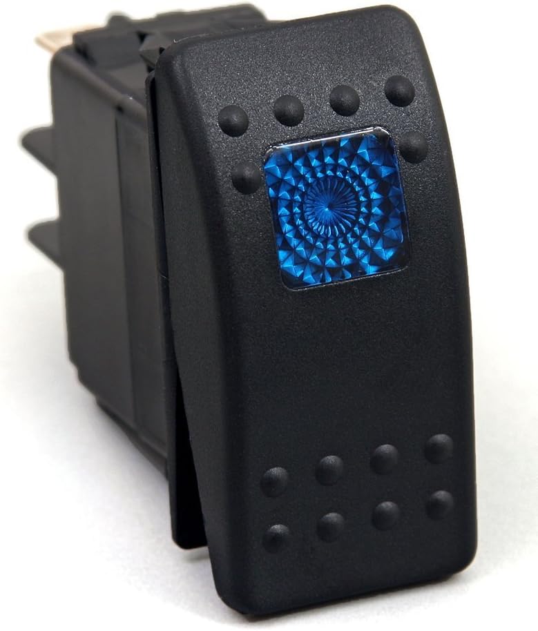 Amarine Made 12v 20 Amp Waterproof Blue LED On/Off Boat Marine SPST 3P Rocker Switch with Light : Sports & Outdoors
