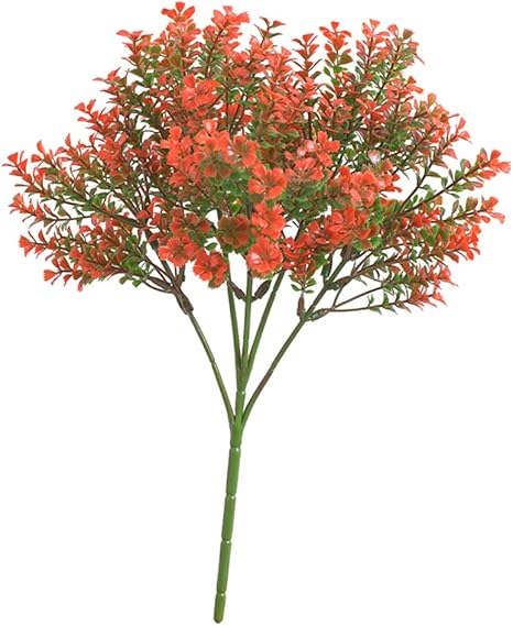 Amazon Generic 人工観葉植物4葉のクローバー6ヘッドガーデンヤード花飾り 赤 人工観葉植物 オンライン通販