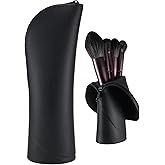 Kososuru Travel Makeup Brush Holder, Silicone Small Makeup Brush Case, Portable Stand-up Makeup Tools Cosmetic Bags for Women,Soft Waterproof Brushes Organizer with Zipper (Black)