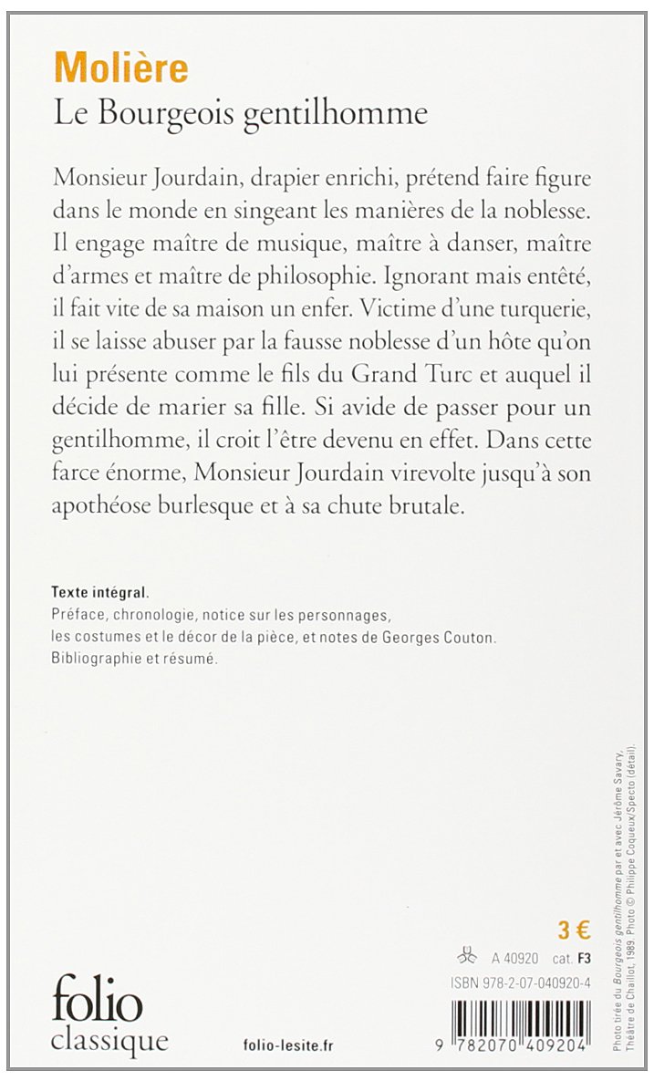 Amazon Fr Le Bourgeois Gentilhomme Moliere Couton Georges Livres