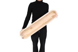 Athaliah Wooden Dough Bowl, 30 Inch Hand Carved Rustic Long Wood Dough Bowls for Decor, Vintage Decorative dough bowl for Table Centerpiece (30 Inch-Brown)