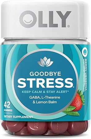 Olly Goodbye Stress Gummy 21 Day Supply 42 Count Gummies Berry Verbena Gaba L Theanine Lemon Balm Chewable Supplement