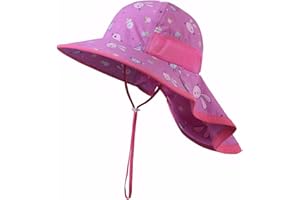 icolor Kids Sun Hat UPF50+ Sun Protection Bucket Hat Toddler Summer Beach Play Hats with Neck Flap for Girl Boy Ages 3~10